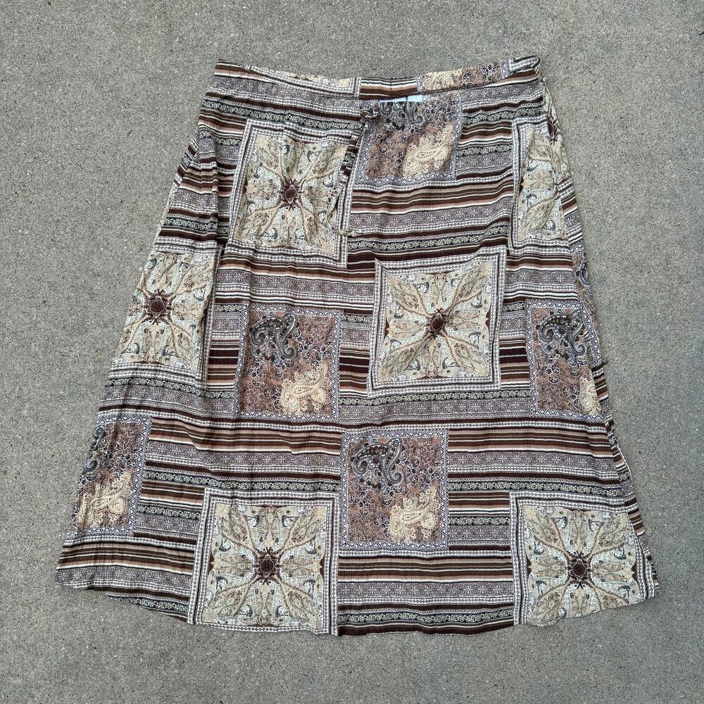 Vintage 90s Jaclyn Smith Boho Indie Faux Patchwork Skirt Volup Plus Size 3X